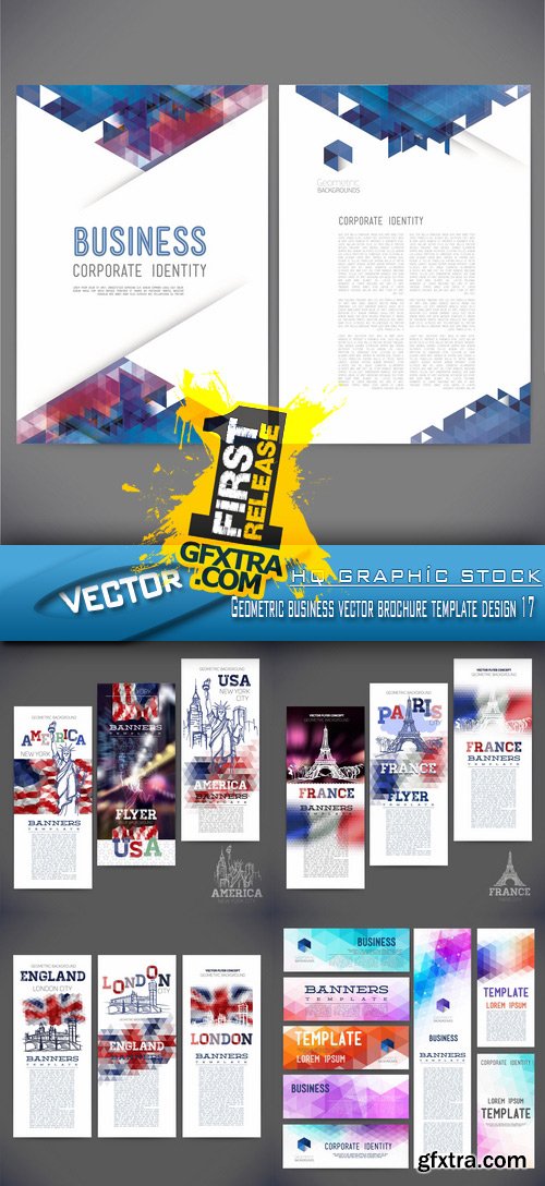 Stock Vector - Geometric business vector brochure template design 17