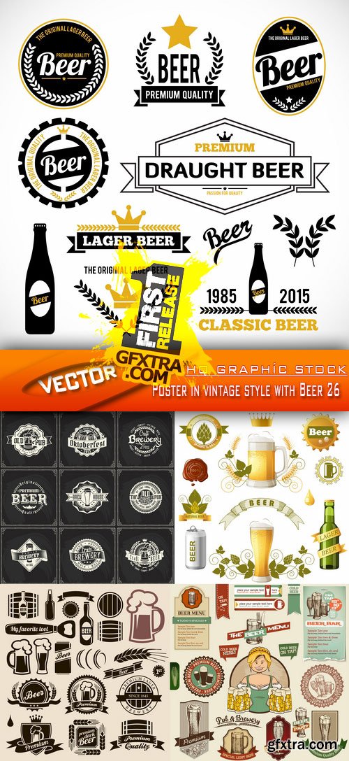 Stock Vector - Poster in vintage style with Beer 26