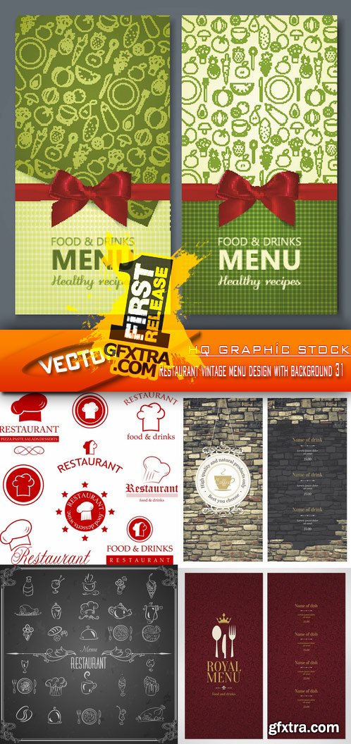 Stock Vector - Restaurant vintage menu design with background 31