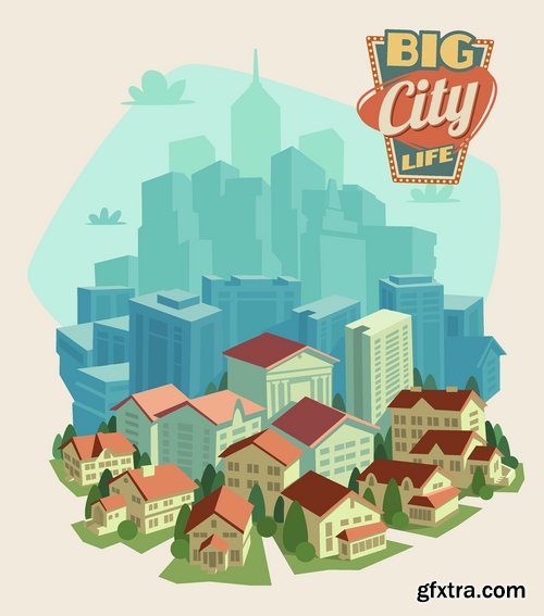 Different posters in retro style in vector from stock - 25 Eps