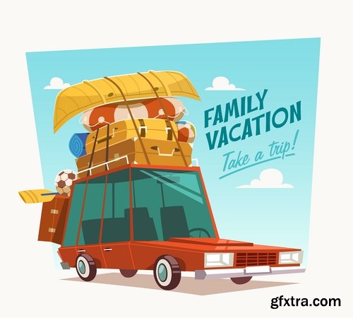 Different posters in retro style in vector from stock - 25 Eps