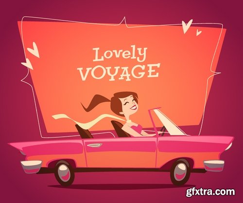 Different posters in retro style in vector from stock - 25 Eps