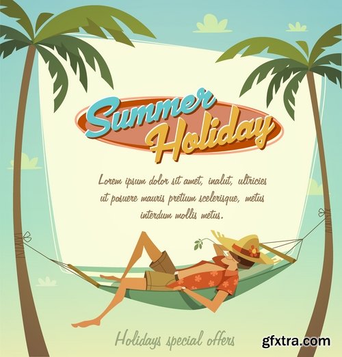 Different posters in retro style in vector from stock - 25 Eps