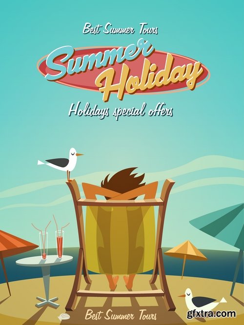 Different posters in retro style in vector from stock - 25 Eps