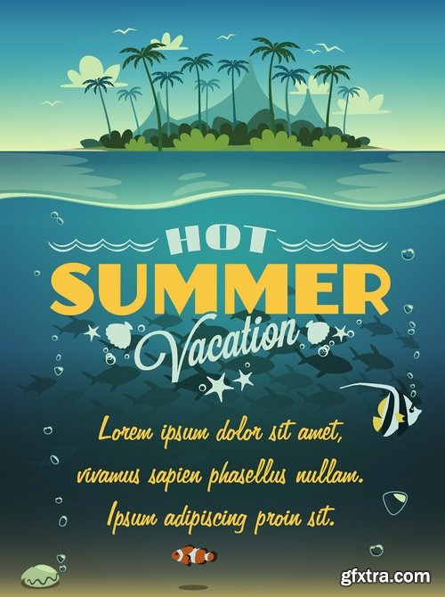 Different posters in retro style in vector from stock - 25 Eps