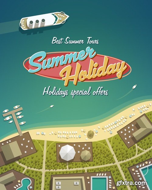 Different posters in retro style in vector from stock - 25 Eps