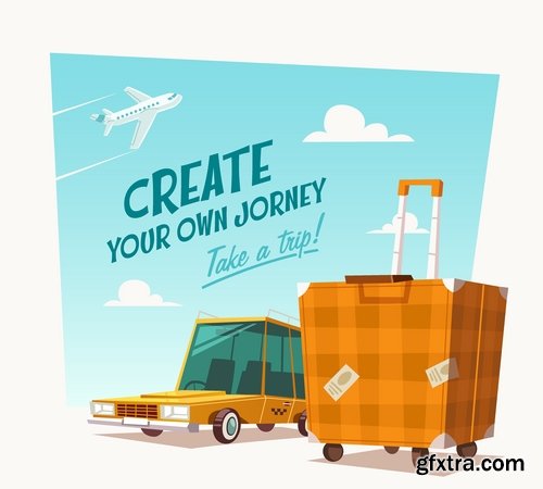 Different posters in retro style in vector from stock - 25 Eps