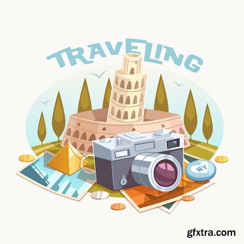 Different posters in retro style in vector from stock - 25 Eps
