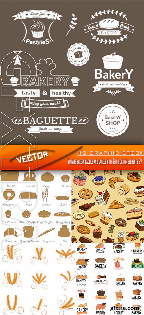 Stock Vector - Vintage bakery badges and labels with Retro design elements 29