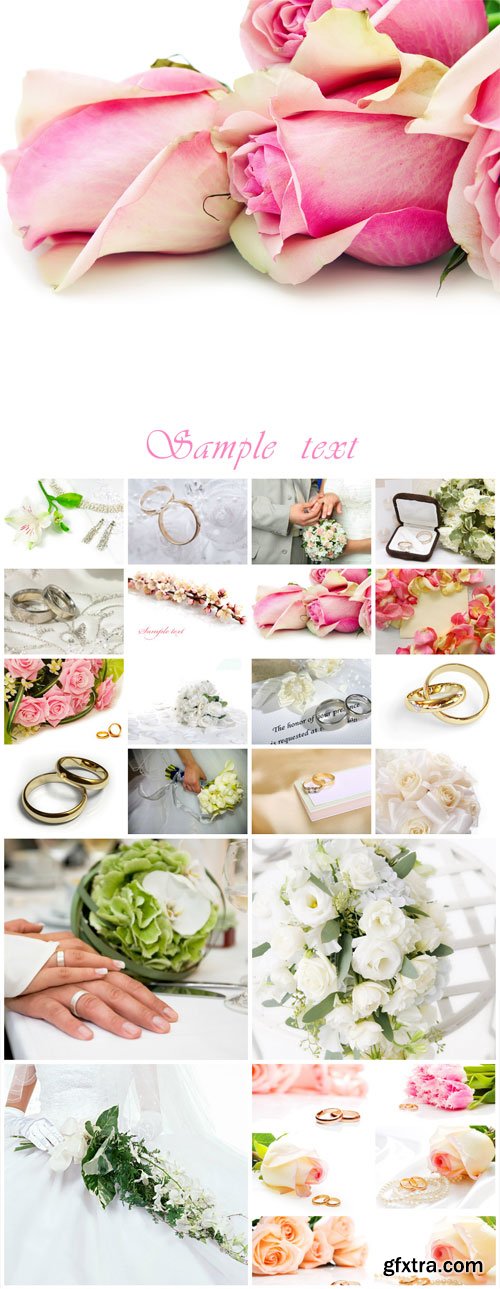 Wedding collage, flowers, bride and groom - stock photos Wedding collage, flowers, bride and groom - stock photos
