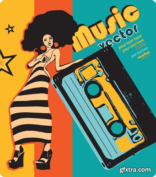Posters in retro style with music theme - 25 Eps