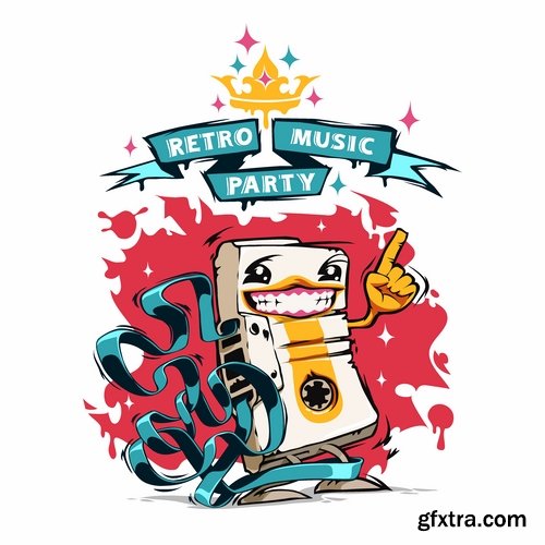 Posters in retro style with music theme - 25 Eps