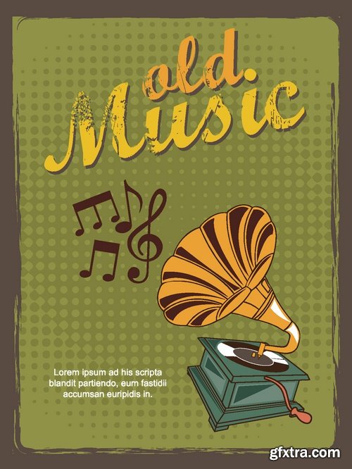 Posters in retro style with music theme - 25 Eps
