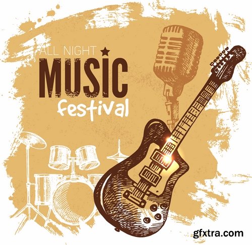 Posters in retro style with music theme - 25 Eps
