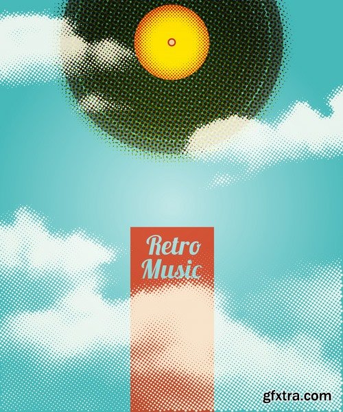 Posters in retro style with music theme - 25 Eps