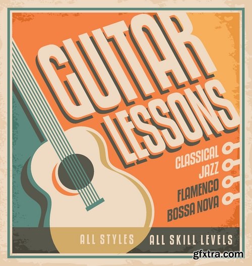 Posters in retro style with music theme - 25 Eps