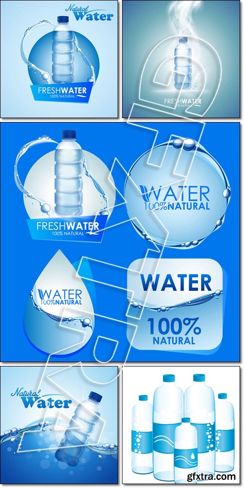 Natural water bottle advertising - Vector