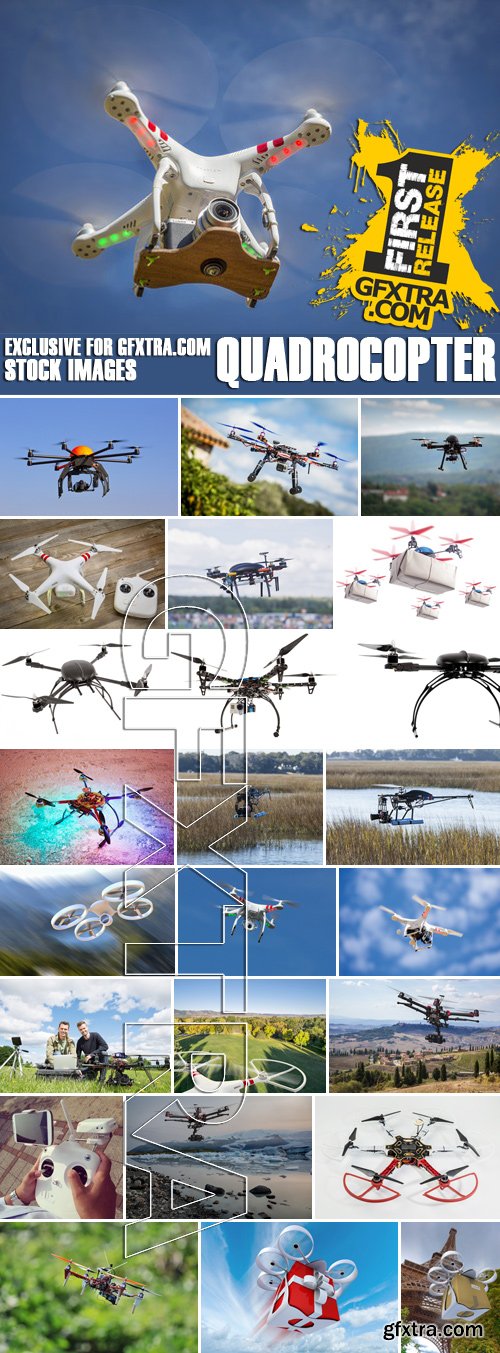 Stock Photos - Quadcopter, Drone, Unmanned aerial vehicle, 25xJPG