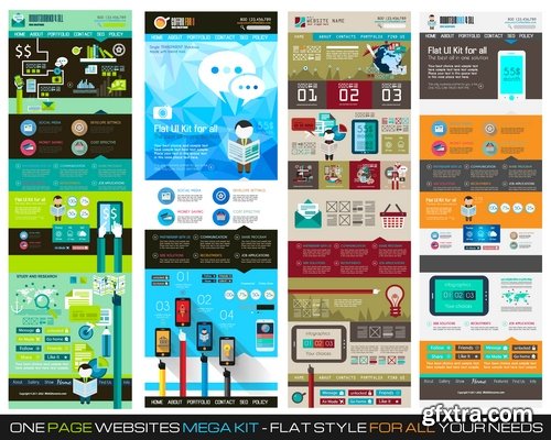 Stock Vectors - One Page Websites Mega Kit - Flatstyle For All Your Needs