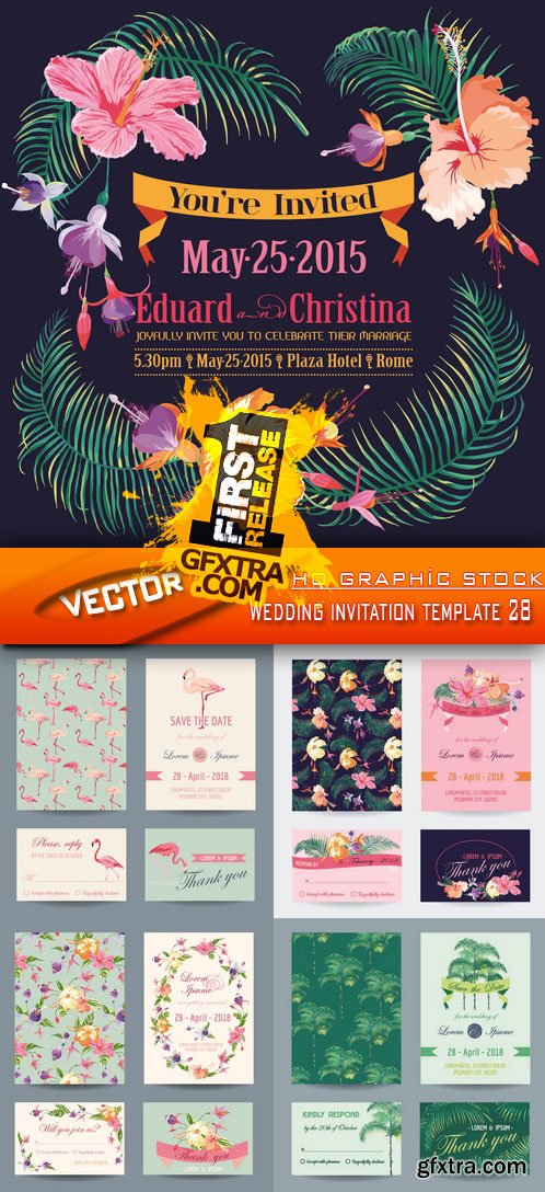Stock Vector - Wedding invitation template 28