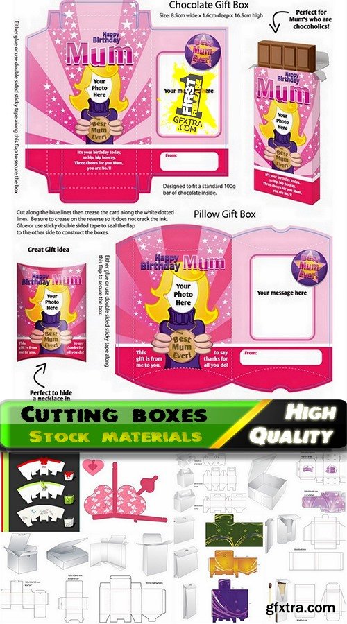 Template for cutting boxes in vector from stock #12 - 25 Eps