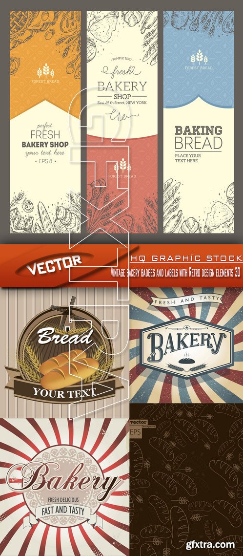 Stock Vector - Vintage bakery badges and labels with Retro design elements 30