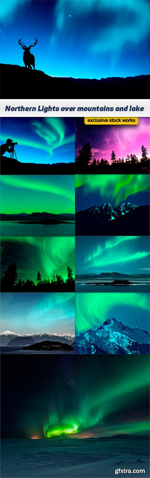 Northern Lights over mountains and lake - 10 UHQ JPEG