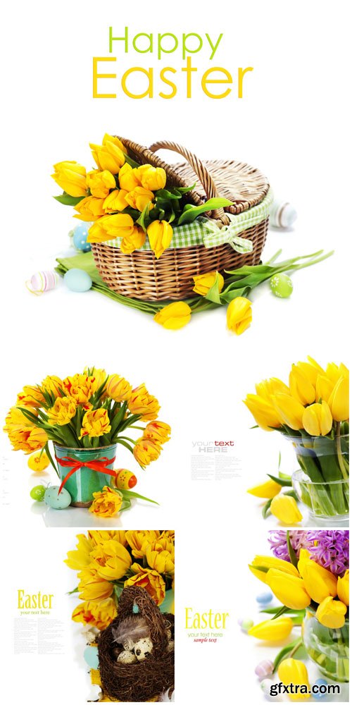 Easter, tulips, easter eggs - stock photos Easter, tulips, easter eggs - stock photos