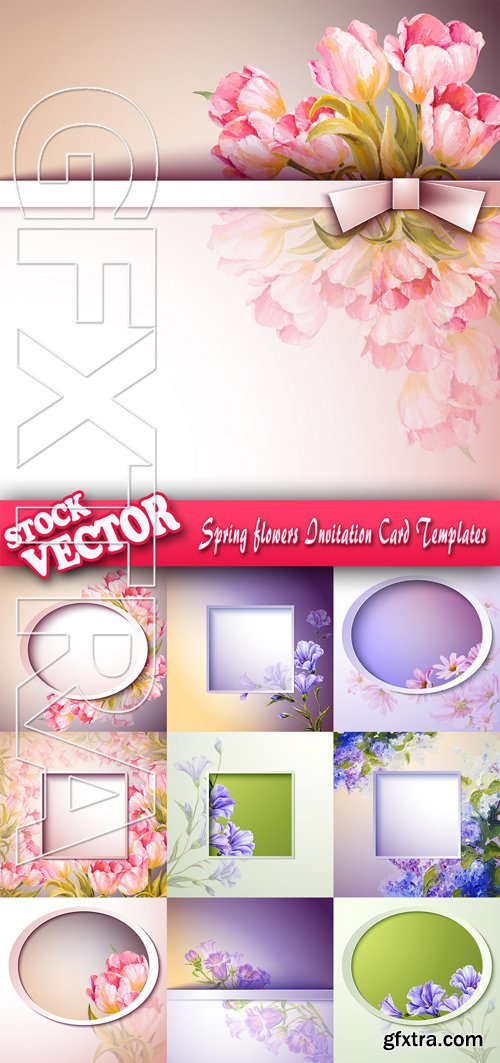 Stock Vector - Spring flowers Invitation Card Templates