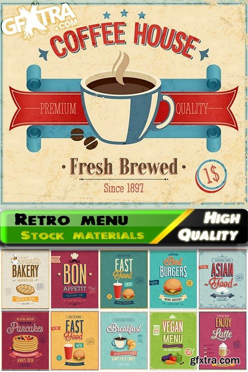 Retro menu template for cafe or restaurant - 25 Eps
