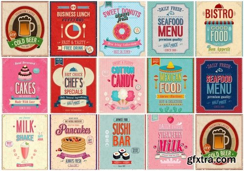 Retro menu template for cafe or restaurant - 25 Eps