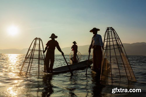 Burmese fisherman at Inle lake - 5 UHQ JPEG