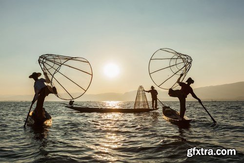 Burmese fisherman at Inle lake - 5 UHQ JPEG