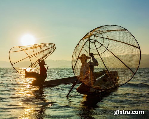 Burmese fisherman at Inle lake - 5 UHQ JPEG