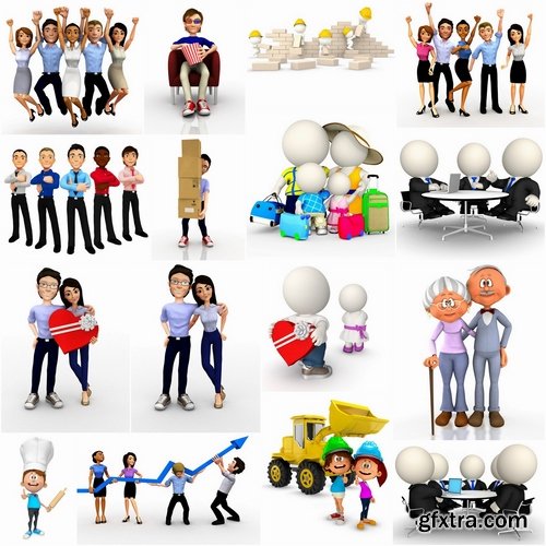 3d render business people and family - 25 HQ Jpg