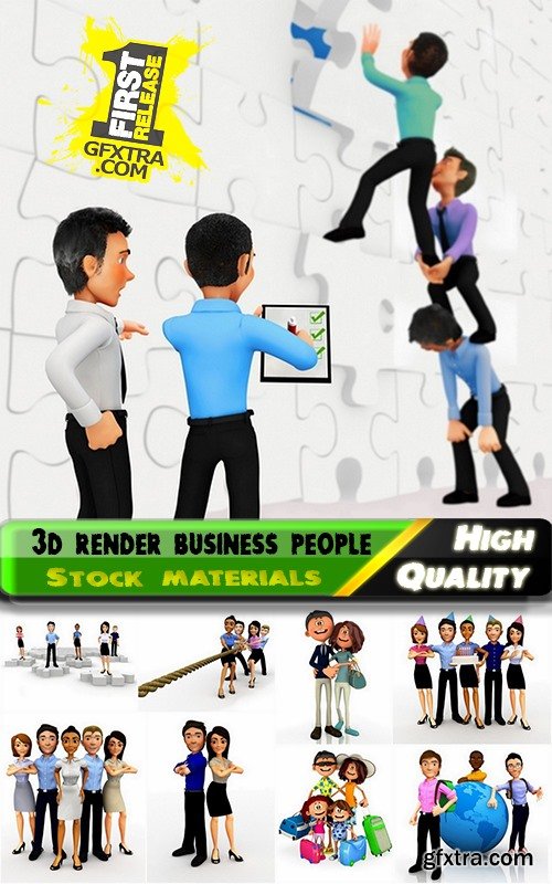 3d render business people and family - 25 HQ Jpg