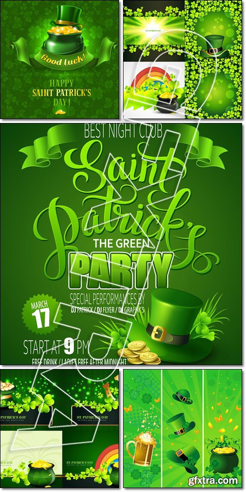 Creative set of st. patrick\'s day background - Vector