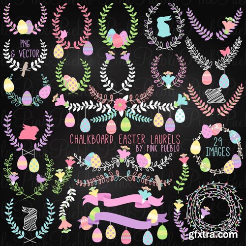 Chalk Easter Laurel Clipart Vectors - CM 211110 Chalk Easter Laurel Clipart Vectors - CM 211110