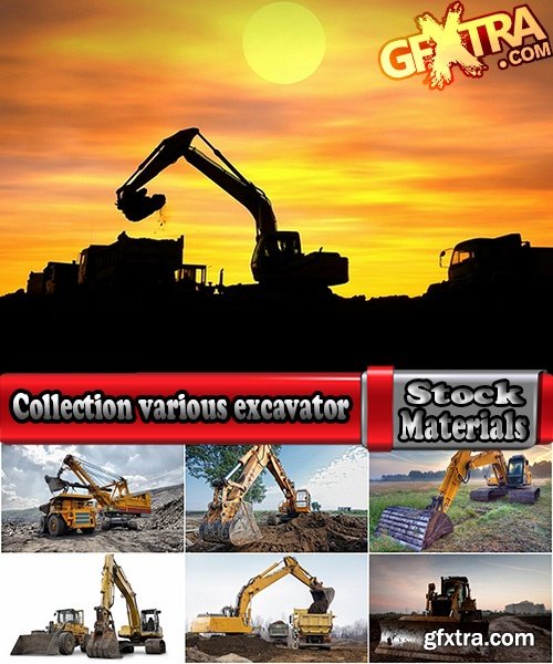 Collection various excavator in the quarry extraction of sand and minerals 25 HQ Jpeg
