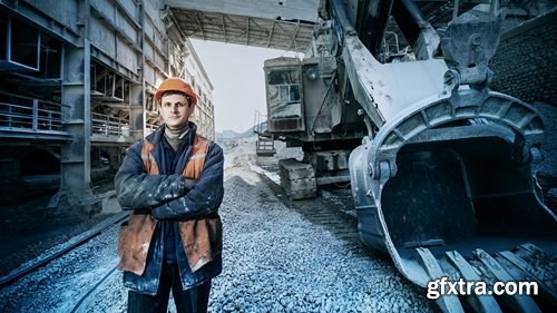 Collection various excavator in the quarry extraction of sand and minerals 25 HQ Jpeg