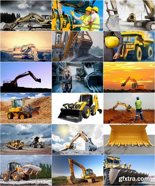 Collection various excavator in the quarry extraction of sand and minerals 25 HQ Jpeg