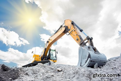 Collection various excavator in the quarry extraction of sand and minerals 25 HQ Jpeg