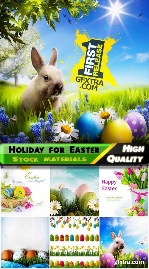 Holiday backgrounds with eggs and rabbits for Easter - 25 HQ Jpg