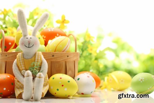 Holiday backgrounds with eggs and rabbits for Easter - 25 HQ Jpg