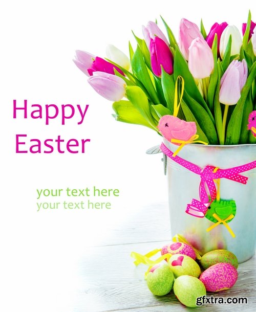 Holiday backgrounds with eggs and rabbits for Easter - 25 HQ Jpg