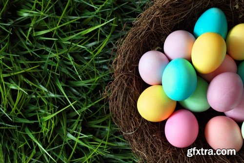 Holiday backgrounds with eggs and rabbits for Easter - 25 HQ Jpg