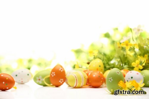 Holiday backgrounds with eggs and rabbits for Easter - 25 HQ Jpg