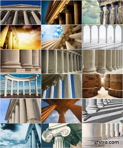 Collection of various ancient architectural buildings column 25 HQ Jpeg