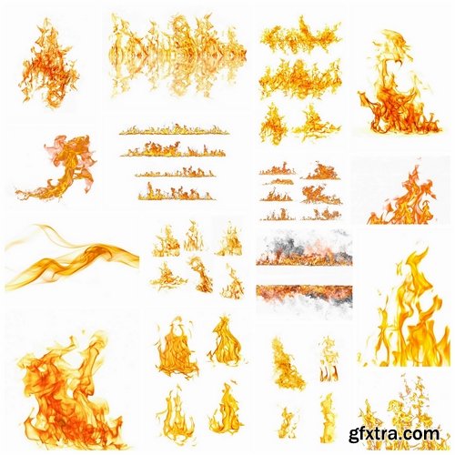 Fire and flames isolated on white - 25 HQ Jpg