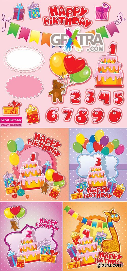 Birthday party elements for your design